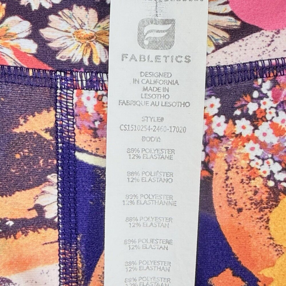 Fabletics Leggings Womens XS Bright Bold Floral Midrise Cropped Athletic Pants - Picture 5 of 5